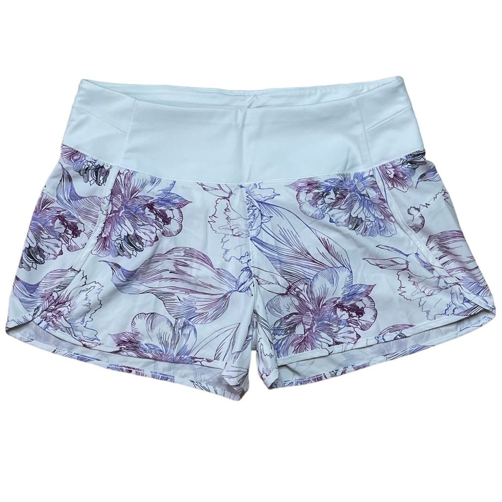 CALIA Mid Rise Infinity Run Shorts In Multi Etched Floral White Women's Size S